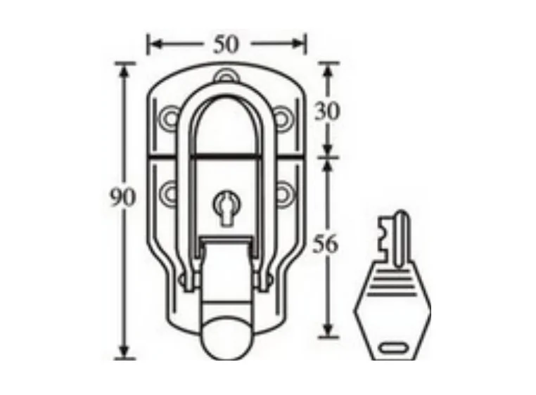 ah Hardware 1911 - Drawbolt large nickel-plated lockable 